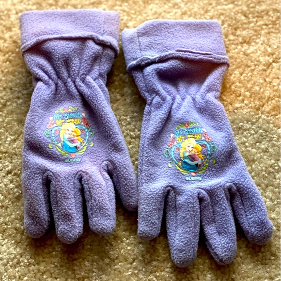 Girls Frozen Elsa & Anna fleece gloves size xs - Picture 1 of 10